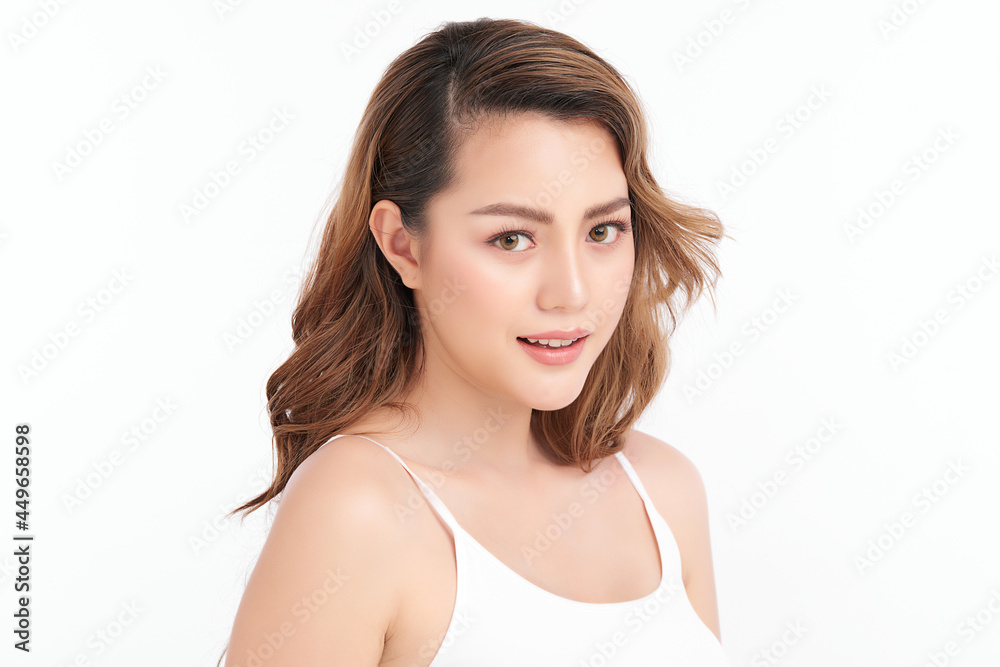 Beautiful young asian woman with clean fresh skin on white background, Face care, Facial treatment, Cosmetology, beauty and spa, Asian women portrait. Beautiful young asian woman with clean fresh skin on white background, Face care, Facial treatment, Cosmetology, beauty and spa, Asian women portrait.