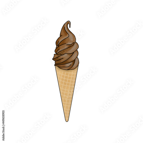 Hand draw illustration ice cream. Summer food, cold cream, frozen.Digital clipart gelato.Logo design, menu,restaurant