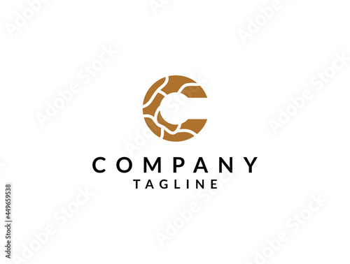 Concrete illustration logo design vector template.Construction icon with letter C shape