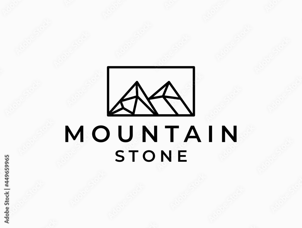 Mountain logo design template.creative stones icon vector.Mountain logo inspiration Mountain logo design template.creative stones icon vector.Mountain logo inspiration