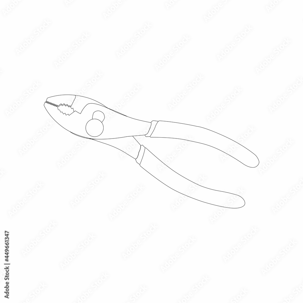 Obraz premium Slip joint pliers sketch vector graphics