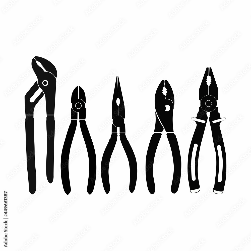 Pliers tool set vector graphics Pliers tool set vector graphics