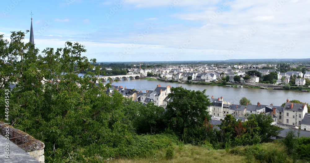 Horizontal photo city of Saumur France city view tourist place, Pays de la Loire. High tourist place, city of wine.