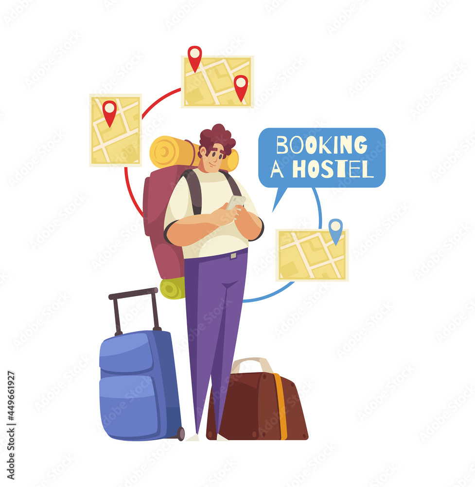 Booking Cartoon Composition Booking Cartoon Composition
