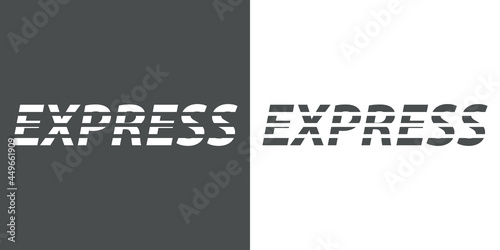 Logo con palabra Express en color negro con lineas de velocidad en fondo gris y fondo blanco