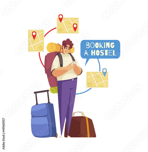 Booking Cartoon Composition