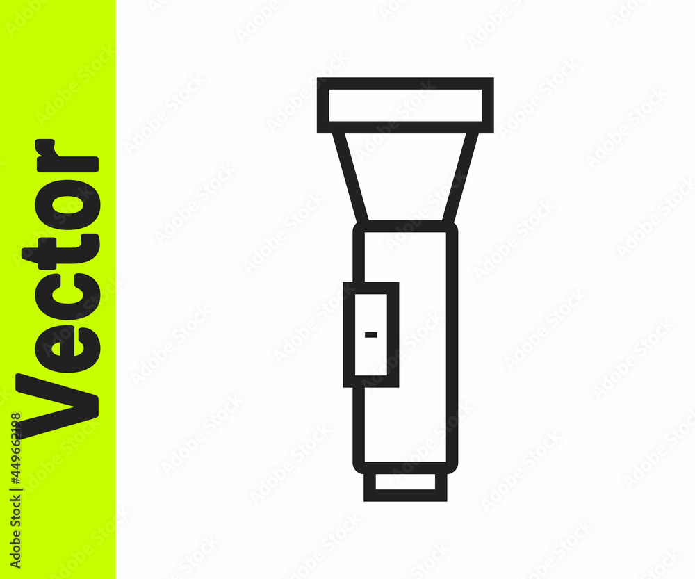 Black line Flashlight icon isolated on white background. Vector Black line Flashlight icon isolated on white background. Vector