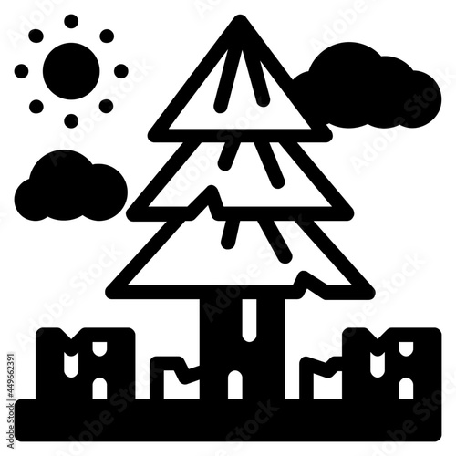 deforestation glyph icon