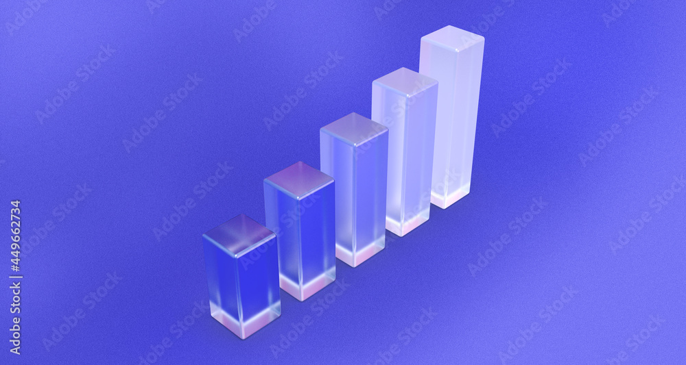 3D rendered statistic bars on a blue background. Illustration of corporate efficiency, income improvement, or business diagrams. Visualization for infographics or analytics. 3D rendered statistic bars on a blue background. Illustration of corporate efficiency, income improvement, or business diagrams. Visualization for infographics or analytics.