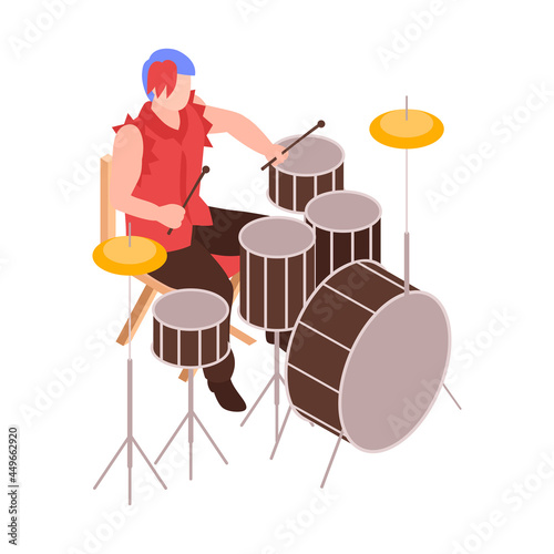 Isometric Drummer Illustration photo