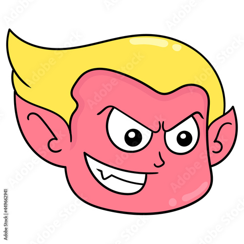 the head of an arrogant fierce faced creature, doodle icon drawing
