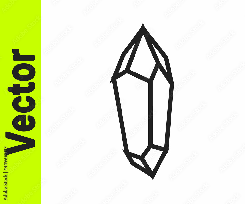 Black line Magic stone icon isolated on white background. Fantasy crystal. Jewelry gem for game. Vector Black line Magic stone icon isolated on white background. Fantasy crystal. Jewelry gem for game. Vector