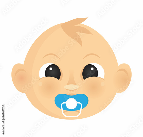 The baby newborn face. Cartoon baby vector