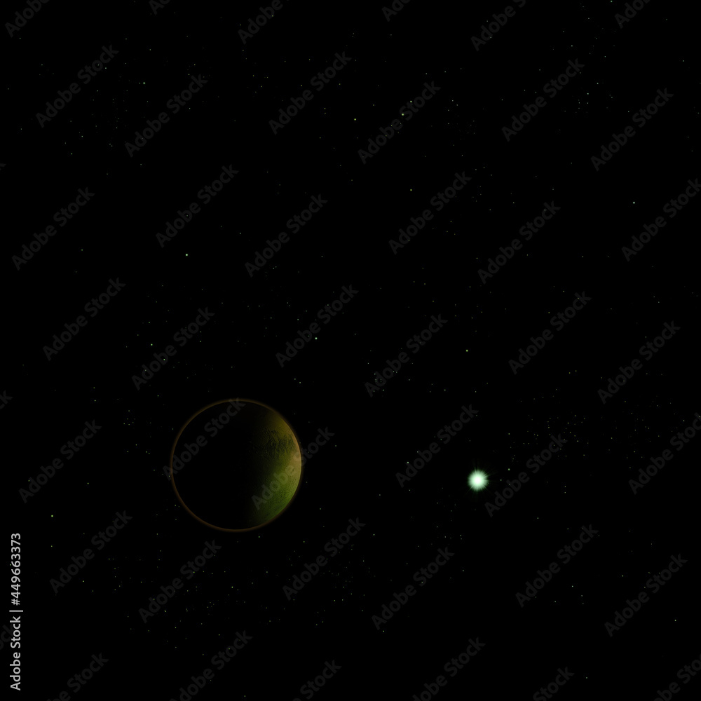 Far-out planets in a space. 3D rendering. Far-out planets in a space. 3D rendering.