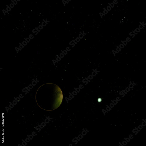 Far-out planets in a space. 3D rendering. © Anatolii
