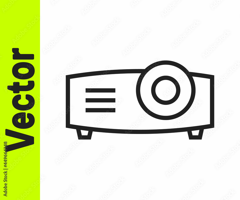 Black line Presentation, movie, film, media projector icon isolated on white background. Vector Black line Presentation, movie, film, media projector icon isolated on white background. Vector