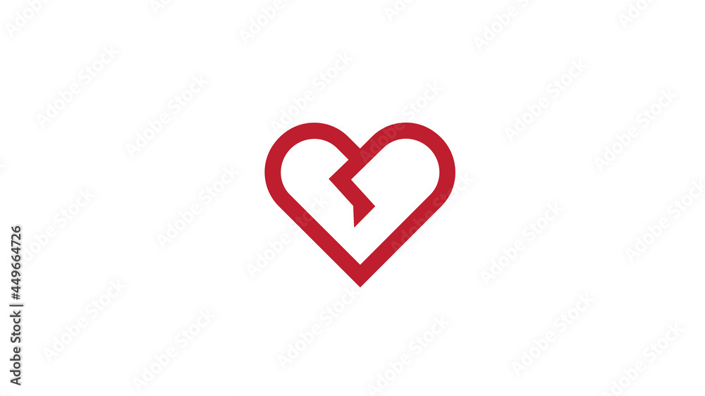 creative abstract heart love cracked symbol logo vector sign