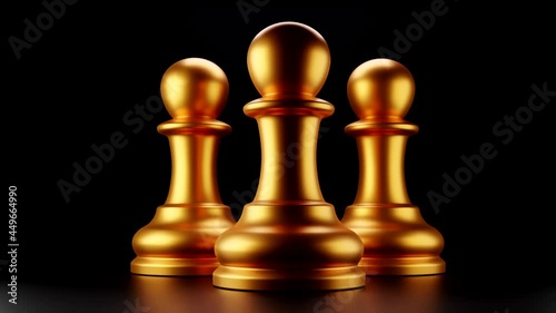 3d visualization chess three pawns are standing in the dark photo