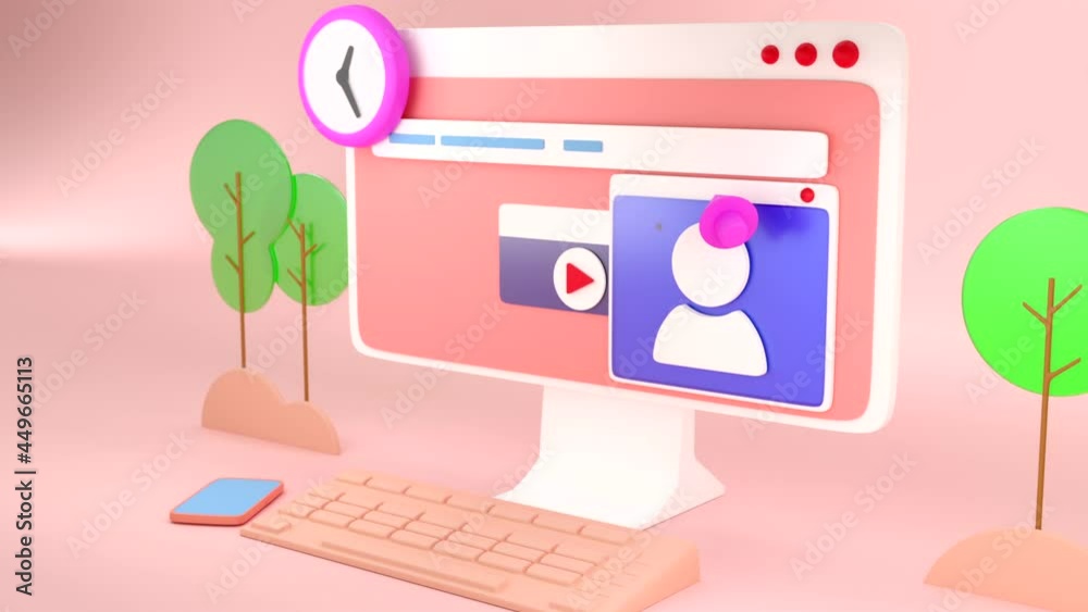 3d render surfing the internet web UI-UX design 3d render surfing the internet web UI-UX design