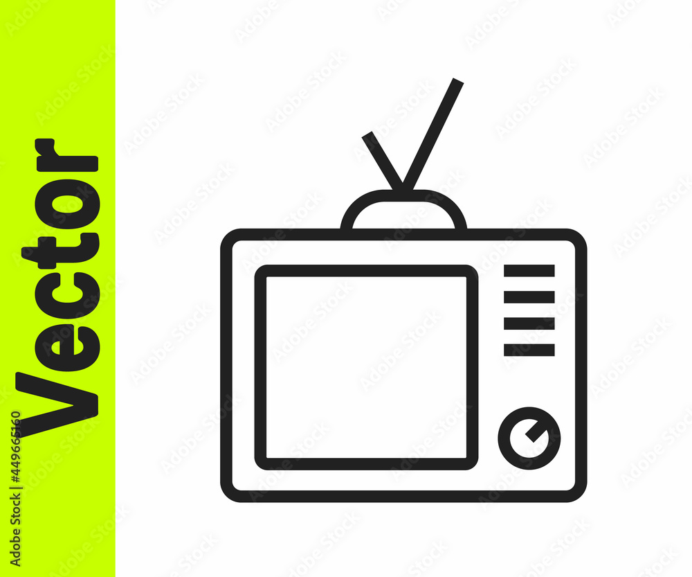 Black line Retro tv icon isolated on white background. Television sign. Vector Black line Retro tv icon isolated on white background. Television sign. Vector