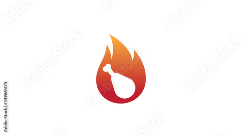 creative fire chicken leg logo vector design symbol