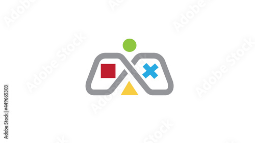 creative abstract game controller logo vector design symbol