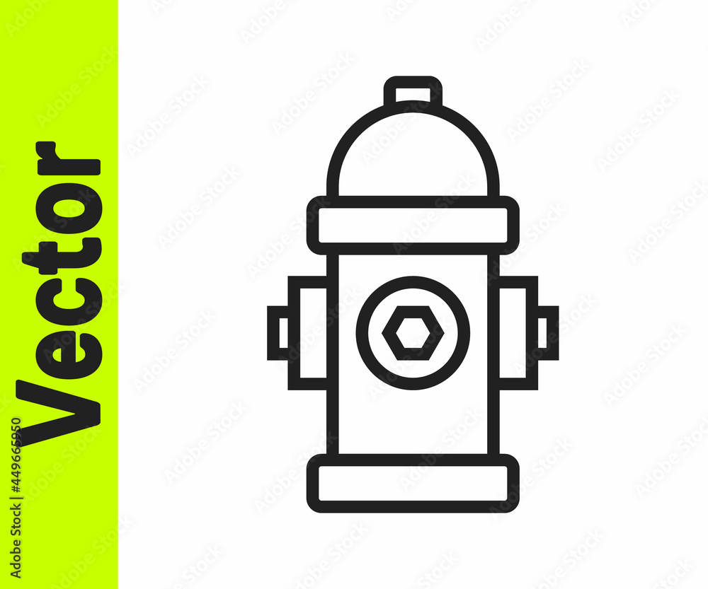 Black line Fire hydrant icon isolated on white background. Vector Black line Fire hydrant icon isolated on white background. Vector