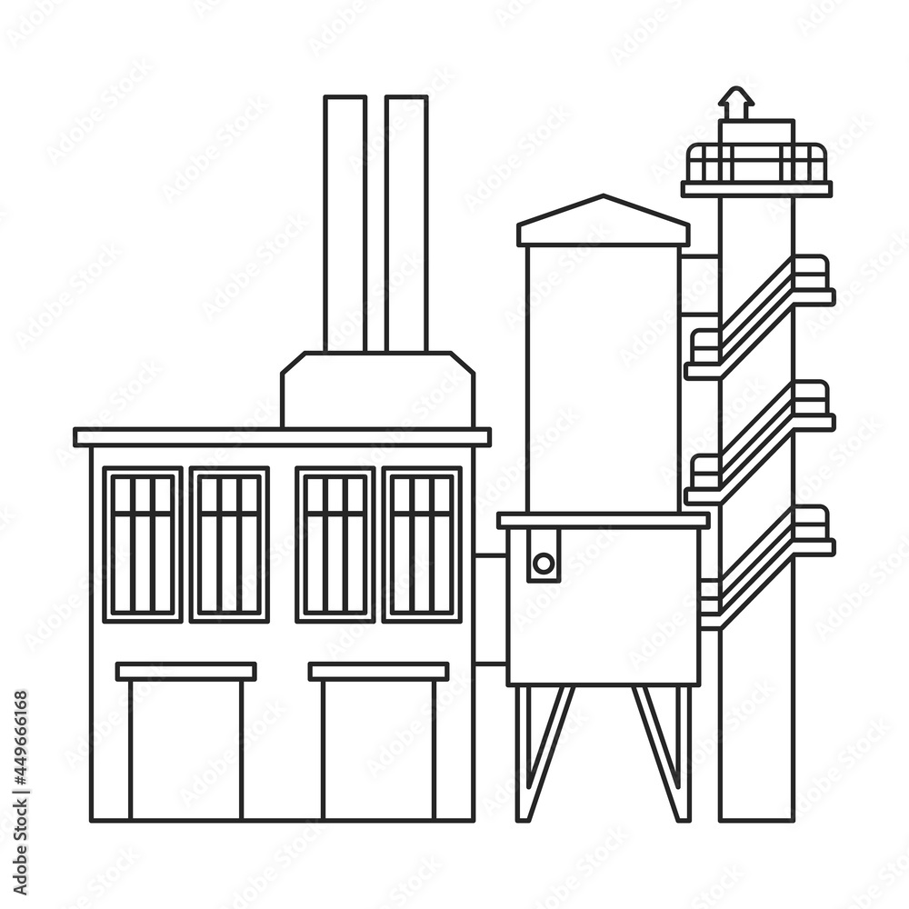 Factory building vector icon.Outline vector icon isolated on white background factory building.