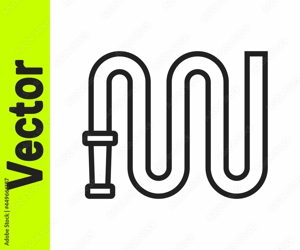 Black line Fire hose reel icon isolated on white background. Vector