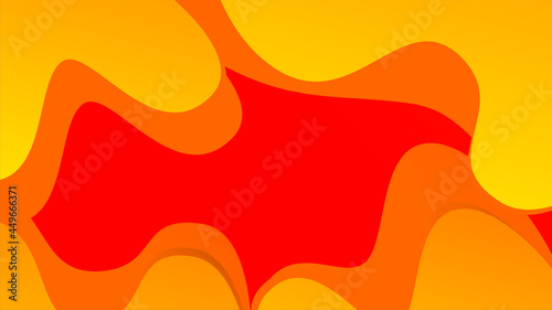 Liquid color background design. Orange elements with fluid gradient. Dynamic shapes composition. Cool background design for posters. Vector illustration
