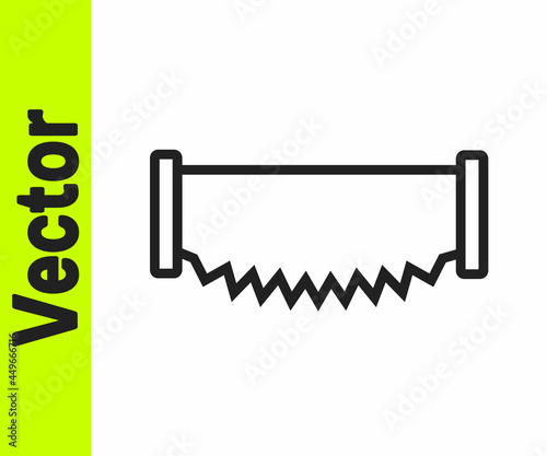 Black line Two-handed saw icon isolated on white background. Vector