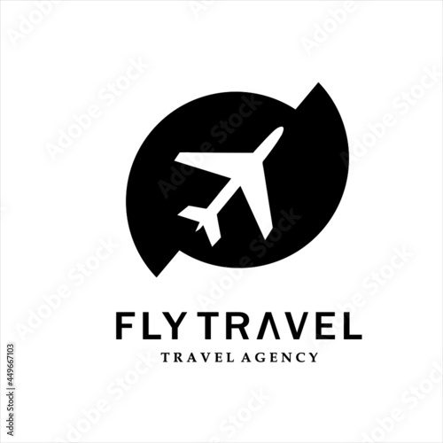 Travel and tour logo concept, airplane icon with pin map symbol