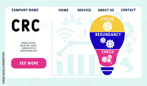 Vector website design template . CRC - Cyclic Redundancy Check acronym. business concept. illustration for website banner, marketing materials, business presentation, online advertising.