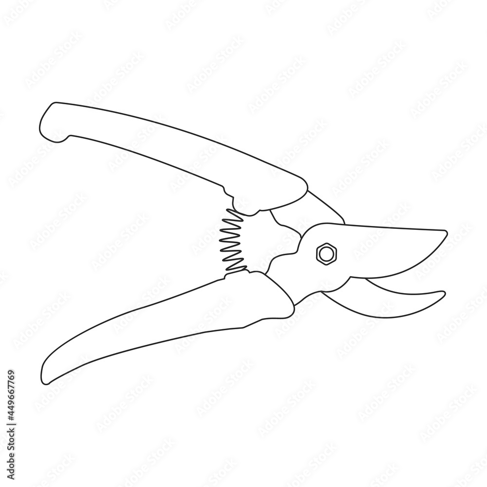 Obraz premium Secateur vector icon.Outline vector icon isolated on white background secateur.