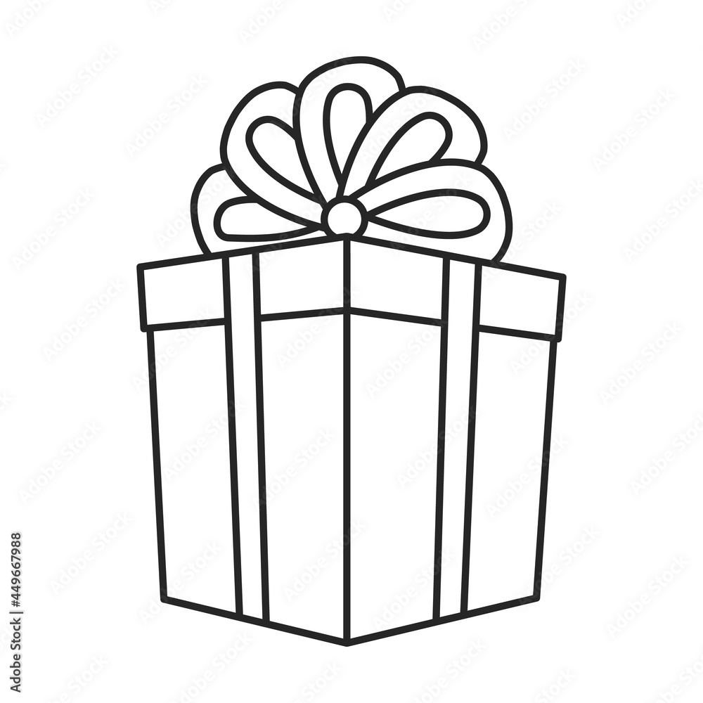 Gift box vector icon.Outline vector icon isolated on white background gift box . Gift box vector icon.Outline vector icon isolated on white background gift box .
