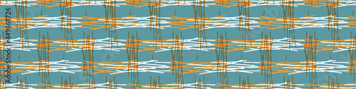 Summer tropical stripe seamless border pattern. Bright retro broken line banner edge. Fun gender neutral gift wrap masking taper decor washi ribbon trim in vector.