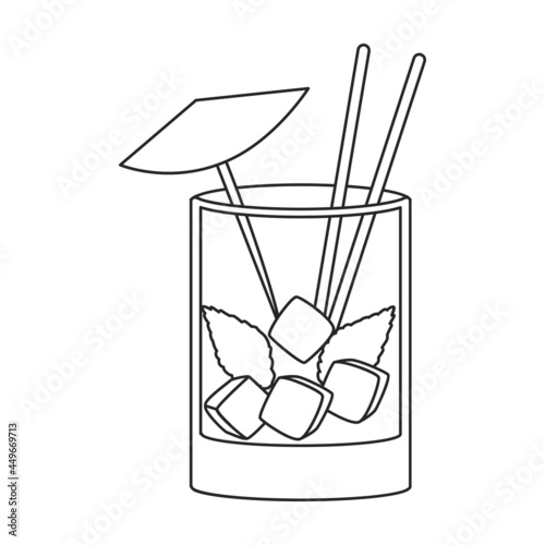 Summer cocktail vector icon.Outline vector icon isolated on white background summer cocktail.