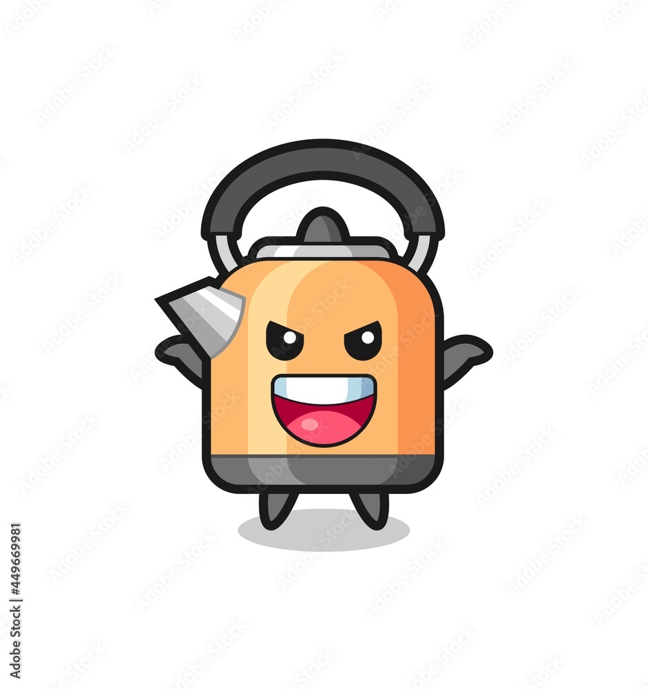 the illustration of cute kettle doing scare gesture