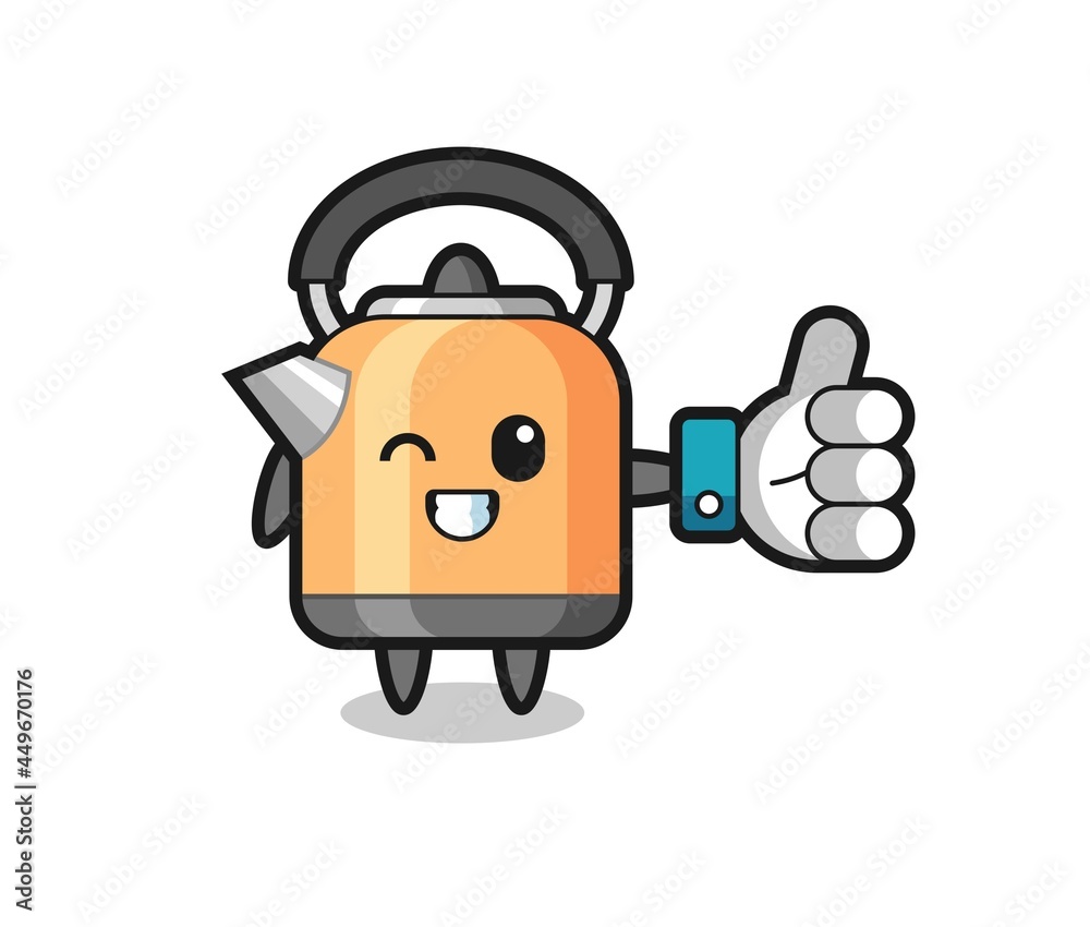 cute kettle with social media thumbs up symbol cute kettle with social media thumbs up symbol