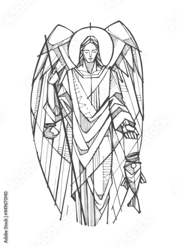 Fotobehang Saint Raphael Archangel digital illustration