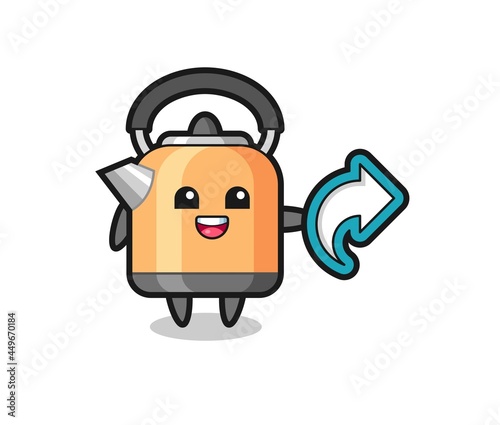 cute kettle hold social media share symbol