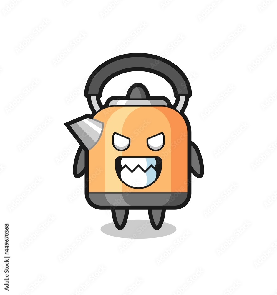 evil expression of the kettle cute mascot character
