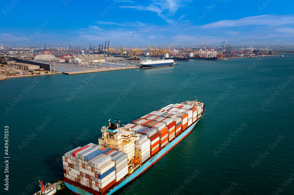  container cargo ship carrying commercial container in import export business commerce logistic and transportation of international by container ship