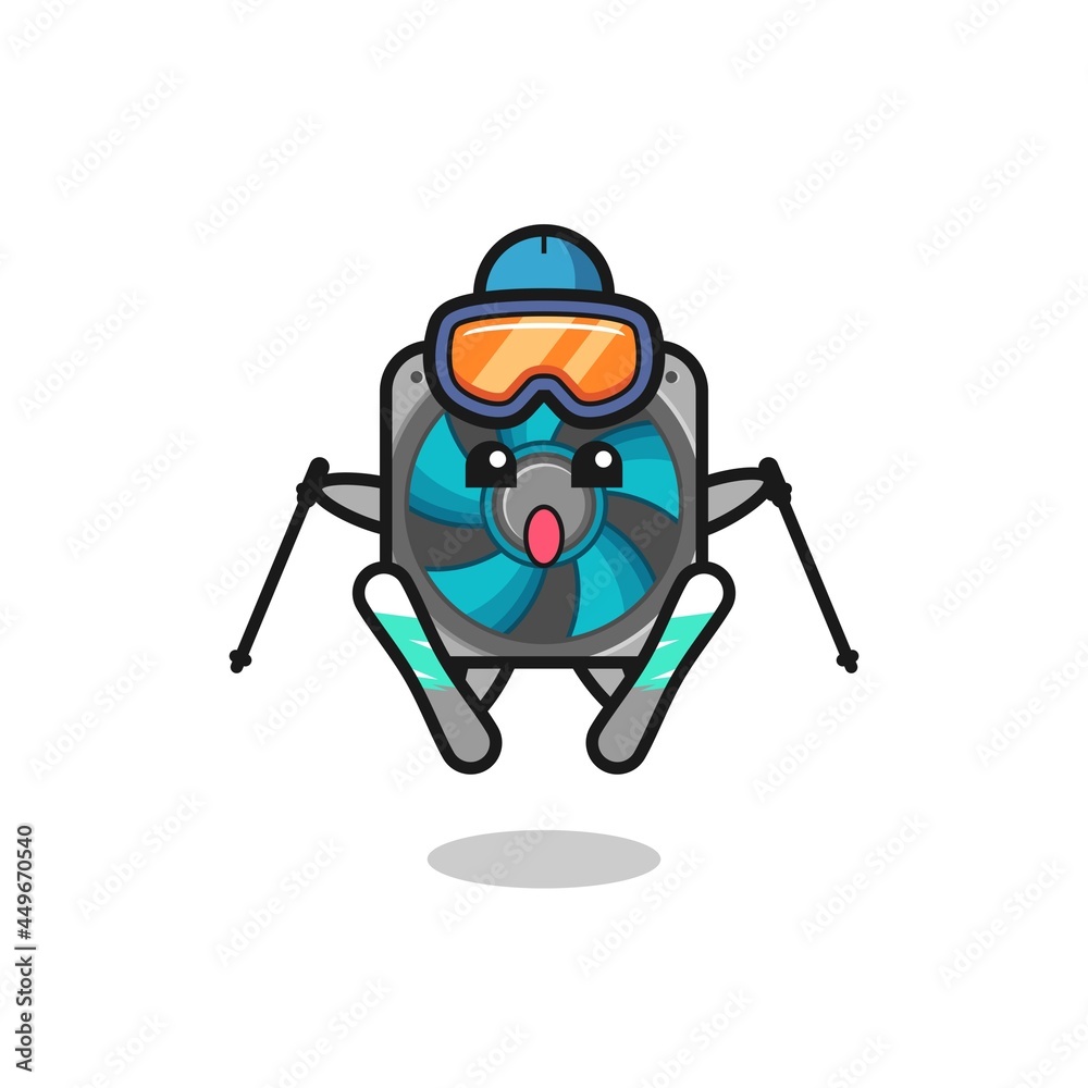 computer fan mascot character as a ski player computer fan mascot character as a ski player