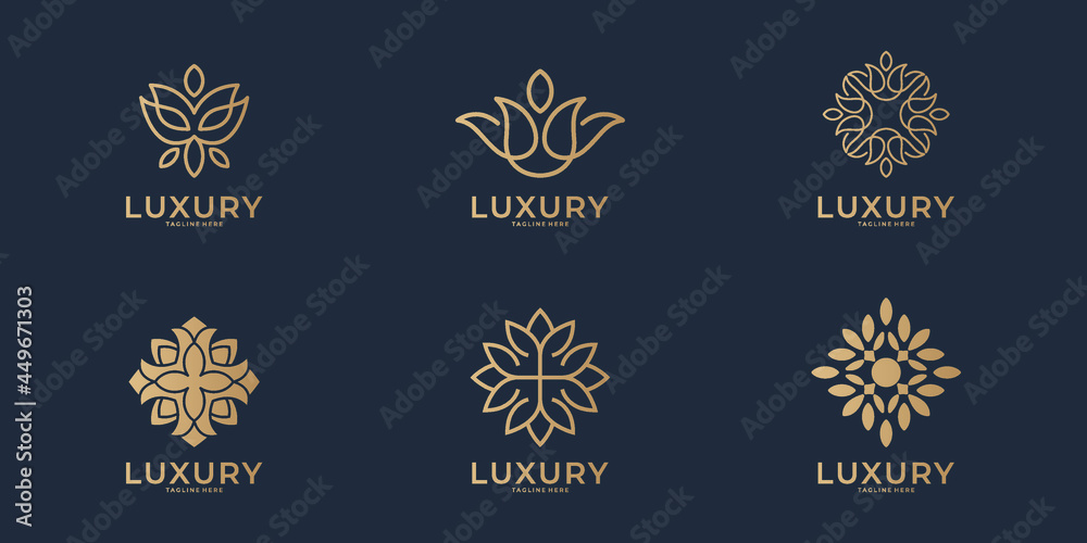 Luxury line art beauty logo collection Premium Vector  