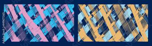Diagonal hatching strokes, painting on canvas. Dirty oil, acrylic painted art, vector textures set