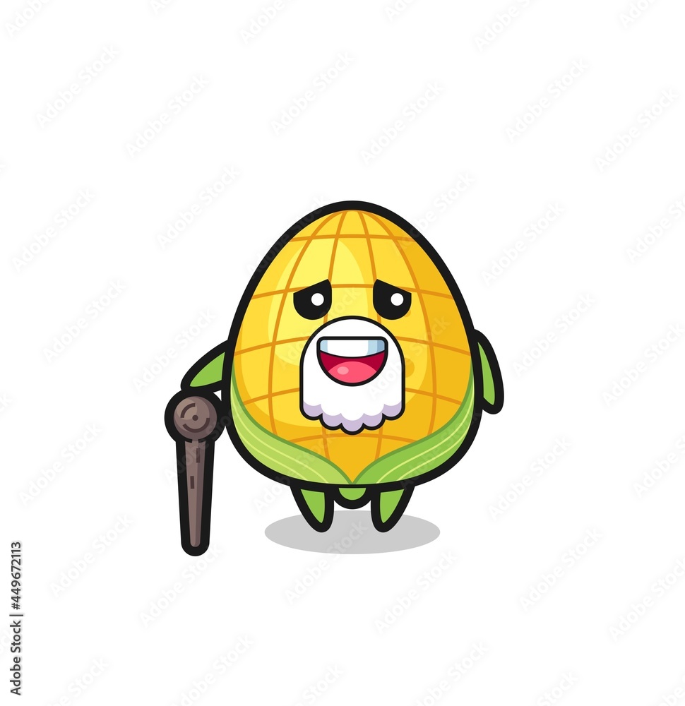 cute corn grandpa is holding a stick cute corn grandpa is holding a stick