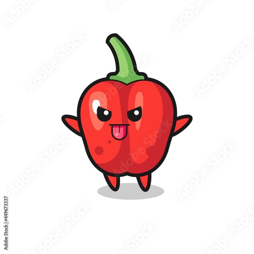naughty red bell pepper character in mocking pose