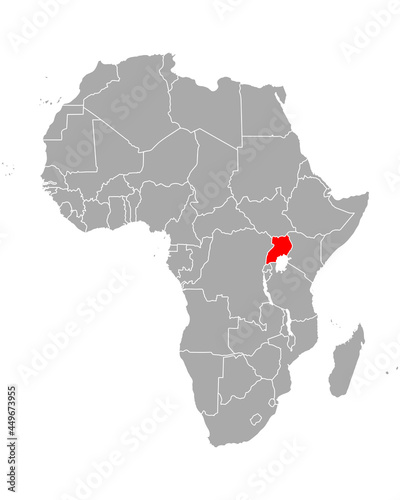 Karte von Uganda in Afrika
