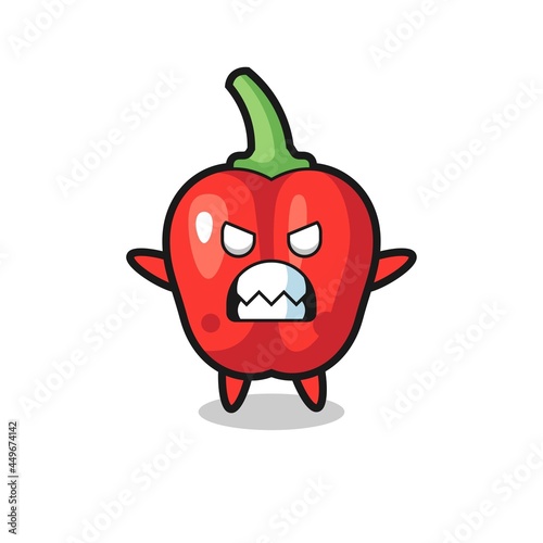 wrathful expression of the red bell pepper mascot character